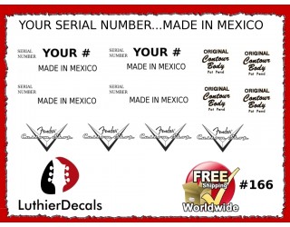 Made In Mexico Serial Number Decal Kit #166